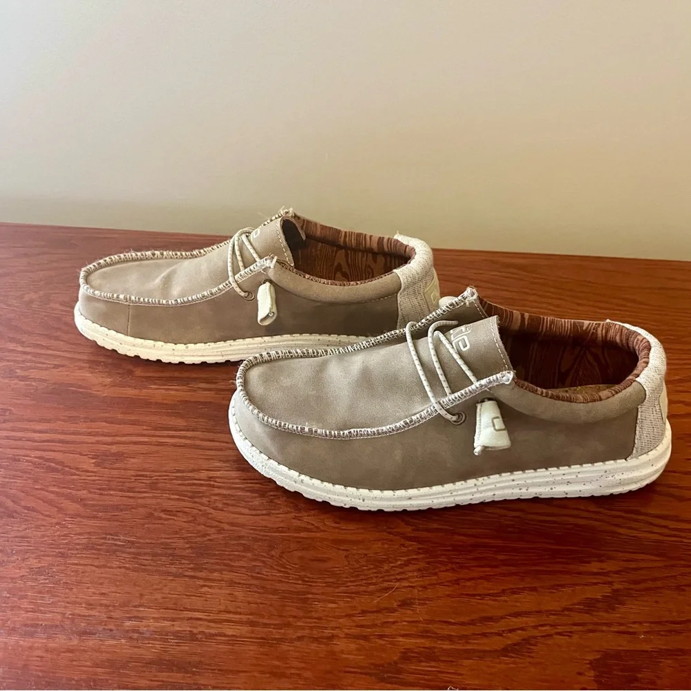 Hey Dude Men’s Taupe Slip-On Loafers with White Sole